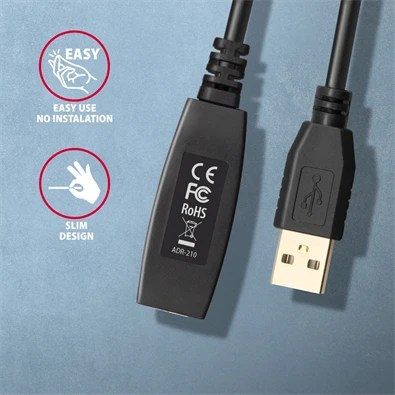 Axagon ADR-210 aktív USB hosszabbító kábel 10m