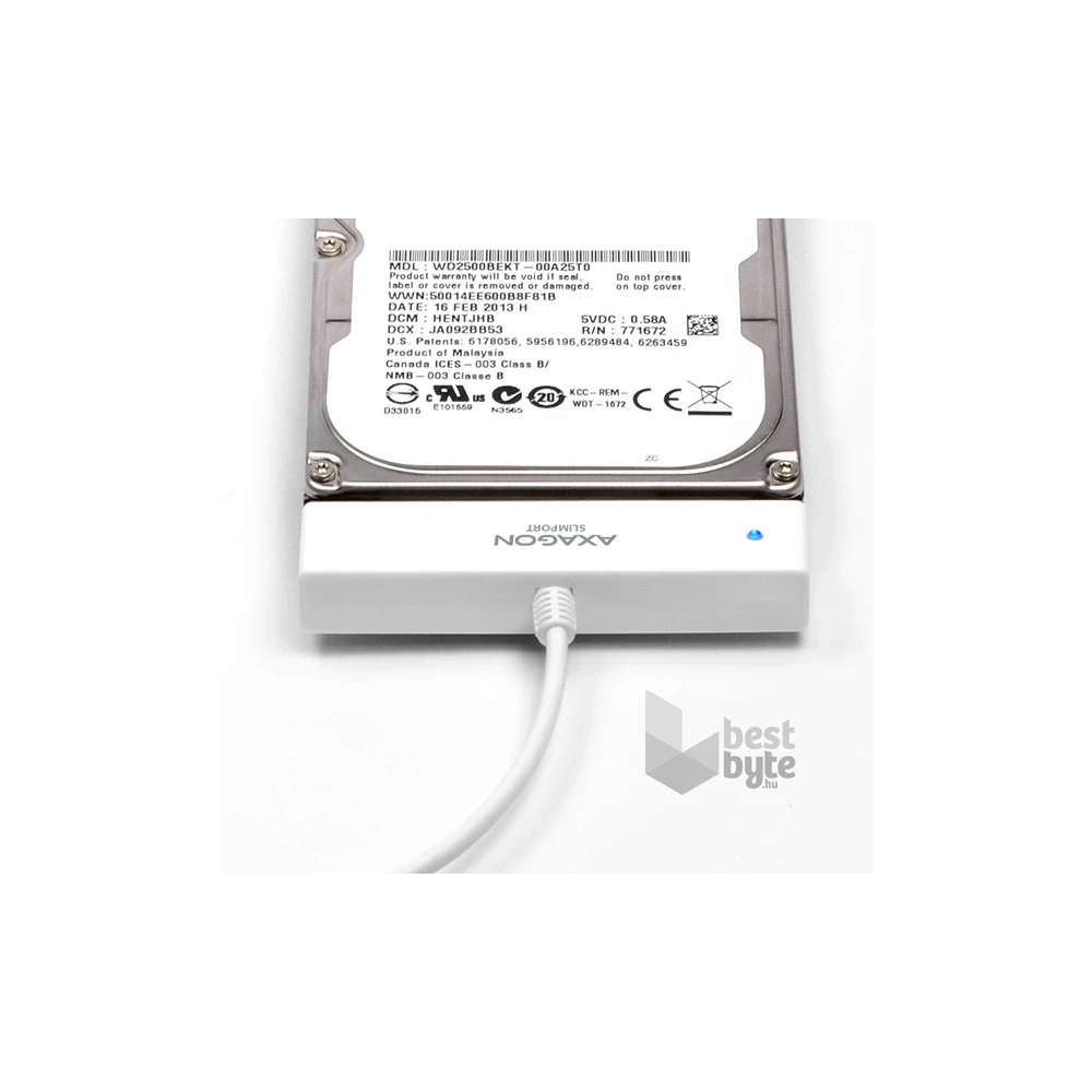 Axagon ADSA-1S USB 2.0 fehér külső HDD/SSD ház