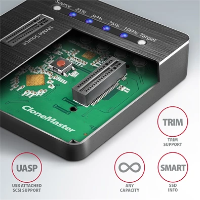 Axagon ADSA-M2C USB-C 3.2 M.2 fekete dual dokkoló állomás