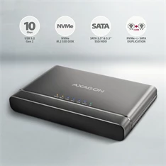 Axagon ADSA-CC USB-C 10Gbps NVMe M.2/SATA 2,5"/3,5" HDD/SSD másoló