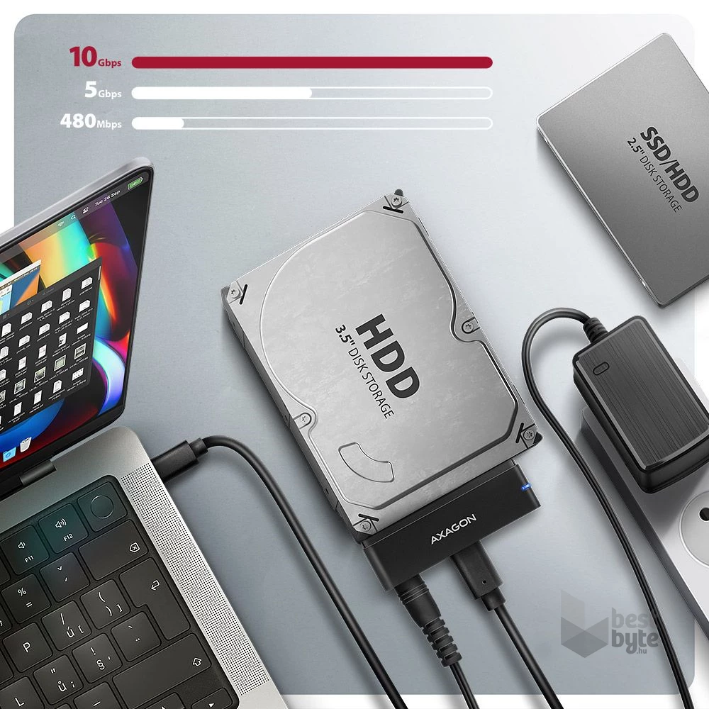 Axagon ADSA-FPX USB-C 10Gbps FAST PORT X 2.5"/3.5" SSD/HDD adapter