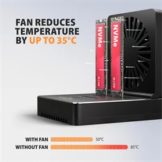 Axagon ADSA-M2C22 USB-C 20Gbps dokkolóállomás 2x M.2 NVMe / SATA SSD-hez, PC nélküli lemezklónozási funkcióval