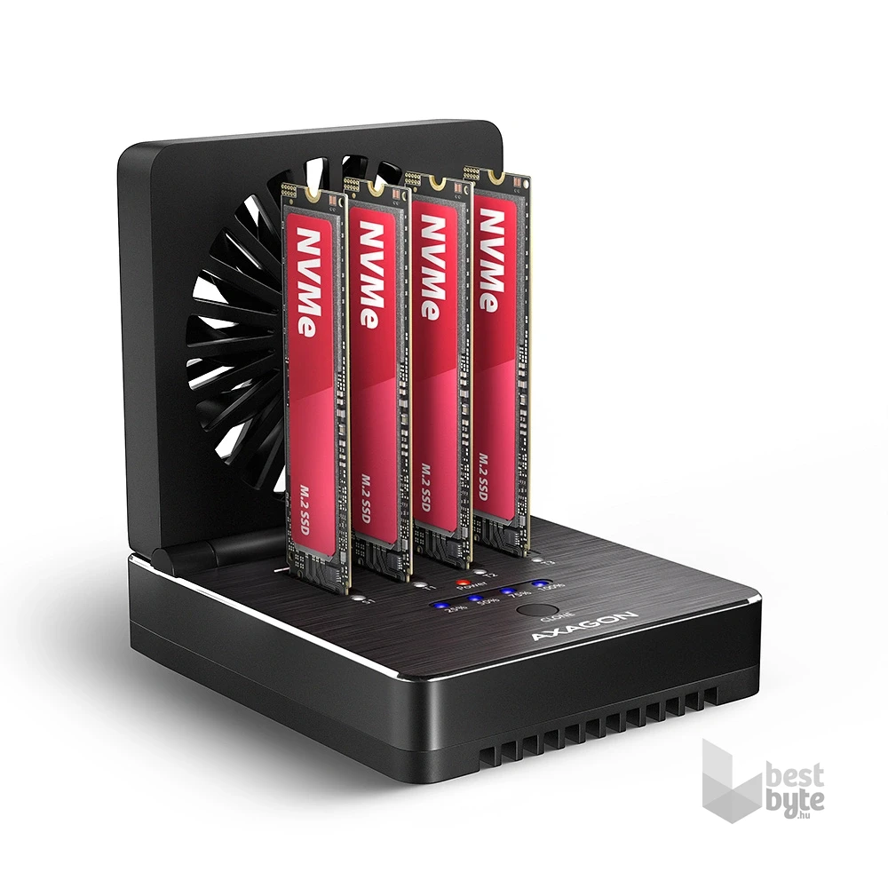 Axagon ADSA-M2C44 4x M.2 NVMe SSD-hez, PC nélküli lemezklónozási funkcióval USB4 dokkoló állomás