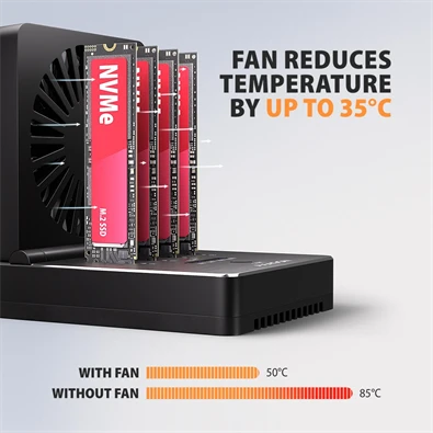 Axagon ADSA-M2C44 4x M.2 NVMe SSD-hez, PC nélküli lemezklónozási funkcióval USB4 dokkoló állomás