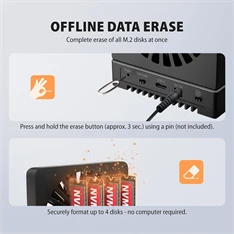 Axagon ADSA-M2C44 4x M.2 NVMe SSD-hez, PC nélküli lemezklónozási funkcióval USB4 dokkoló állomás