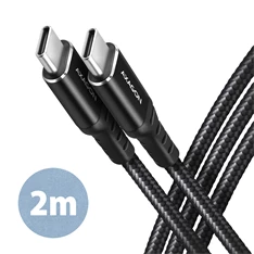 Axagon BUCM2-CM20AB 2m USB C fekete adat- és töltőkábel