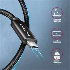 Axagon BUCM2-CM25AB 2,5m USB C fekete adat- és töltőkábel