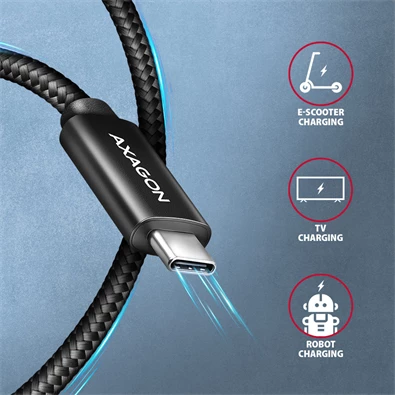 Axagon BUCM2-CM25AB 2,5m USB C fekete adat- és töltőkábel