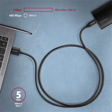 Axagon BUCM3-AM10AB USB-C 3.2 Gen 1 -  USB-A 1 m fekete kábel
