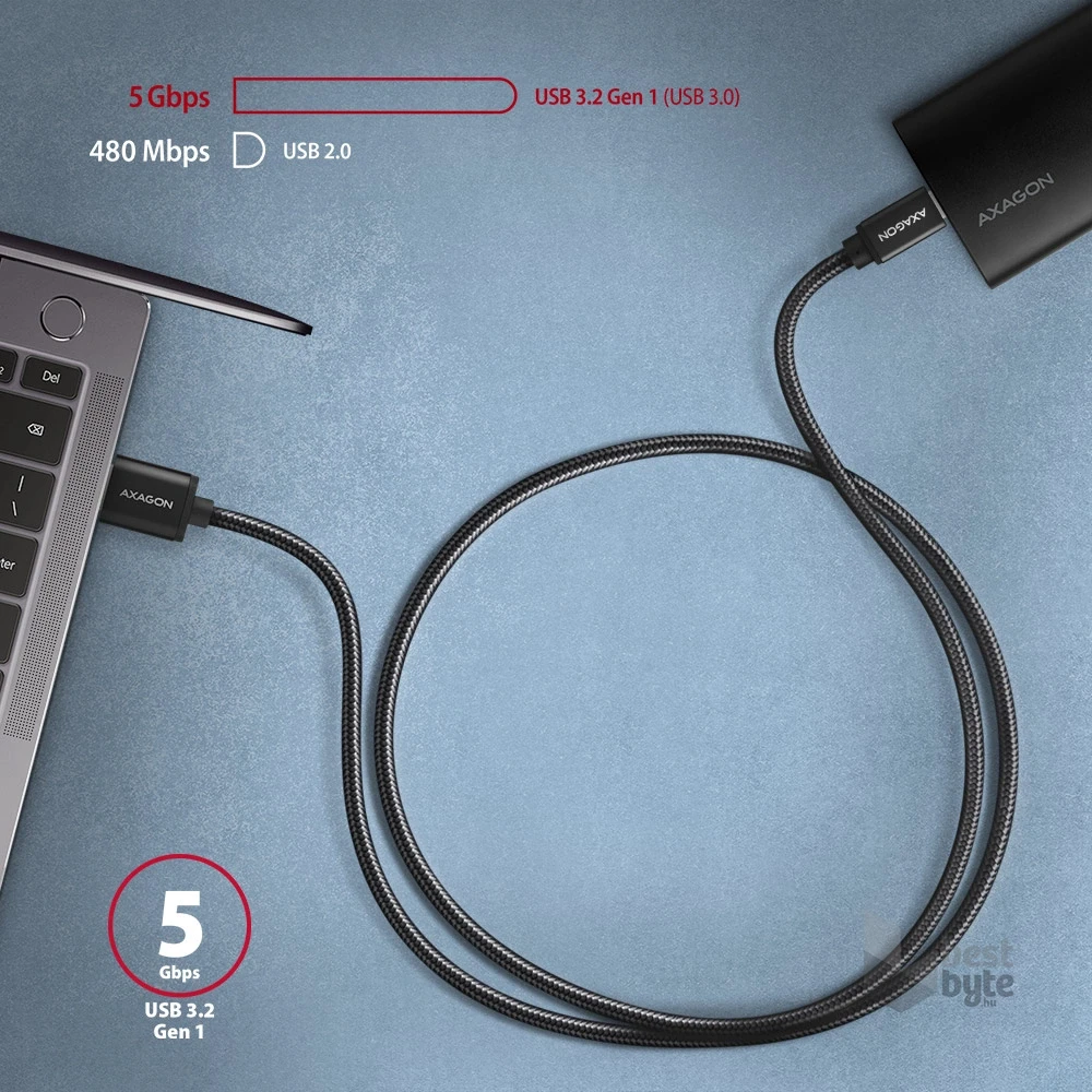 Axagon BUCM3-AM20AB USB-C 3.2 Gen 1 -  USB-A 2 m fekete kábel