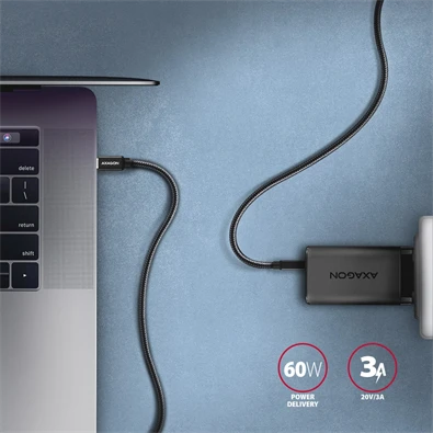 Axagon BUCM3-CM20AB USB-C 3.2 Gen 1 -  USB-C 2 m fekete kábel