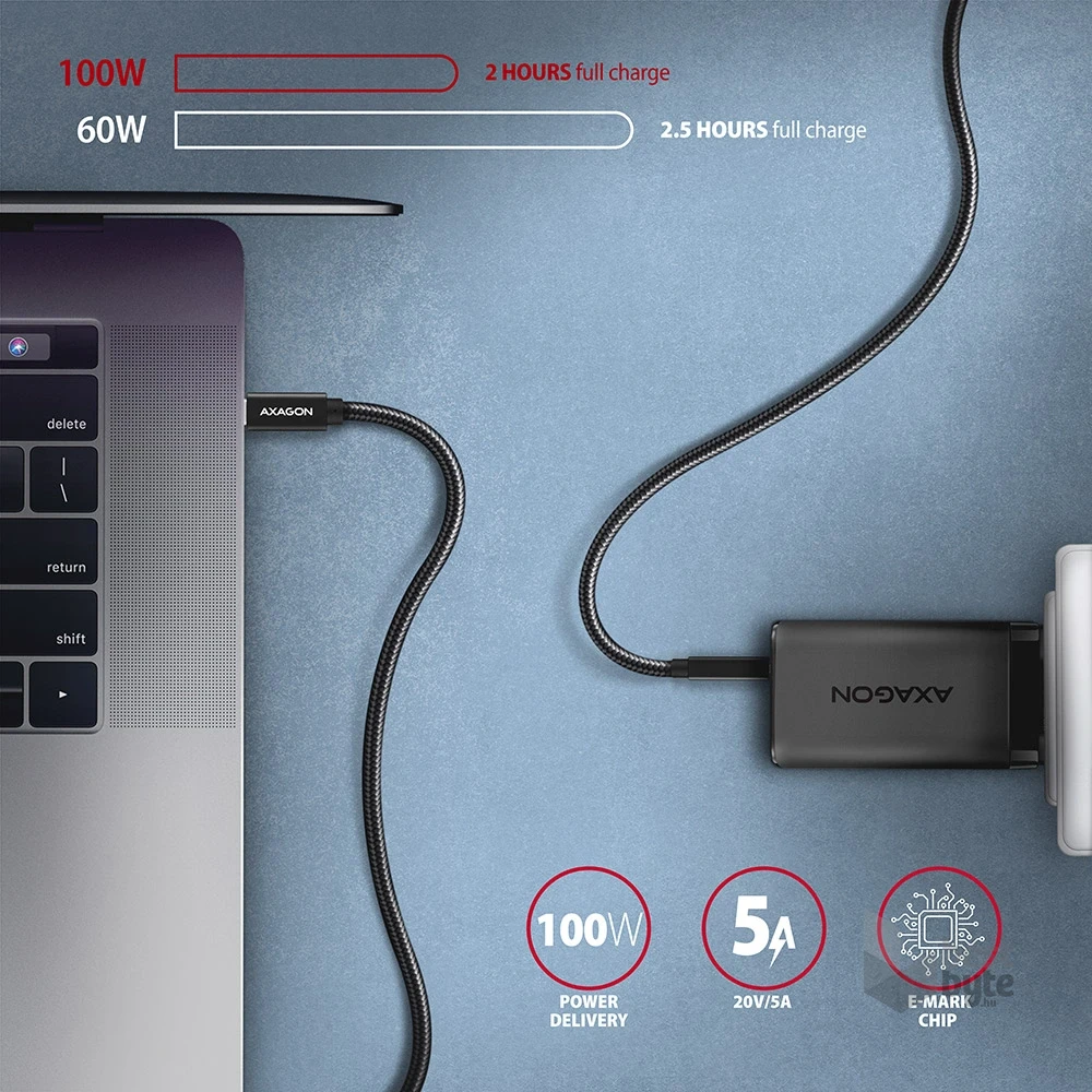 Axagon BUCM32-CM10AB USB TYPE-C 3.2 Gen 2 -  USB TYPE-C 1 m fekete kábel