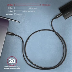 Axagon BUCM32-CM10AB USB TYPE-C 3.2 Gen 2 -  USB TYPE-C 1 m fekete kábel