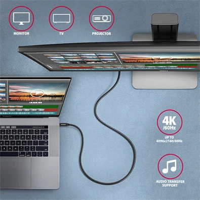 Axagon BUCM32-CM10AB USB TYPE-C 3.2 Gen 2 -  USB TYPE-C 1 m fekete kábel