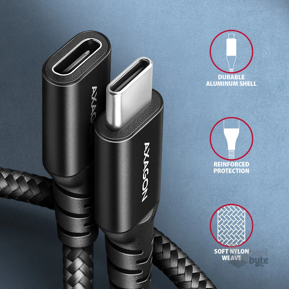 Axagon BUCM32-CF05AB 0,5m USB C fekete hosszabbító kábel
