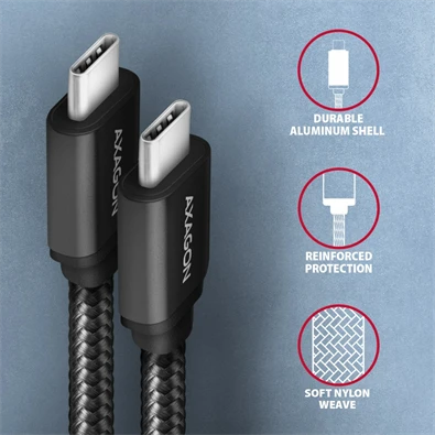 Axagon BUCM3-CM20AB USB-C 3.2 Gen 1 -  USB-C 3 m fekete kábel