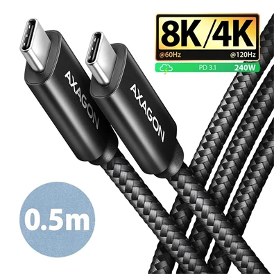 Axagon BUCM4X-CM05AB NewGEN+ 0,5m USB-C Gen 3×2 240W adat- és töltőkábel