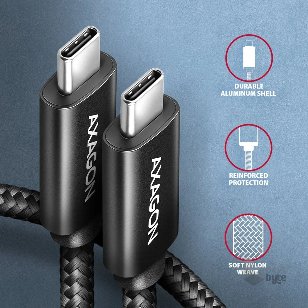 Axagon BUCM4X-CM05AB NewGEN+ 0,5m USB-C Gen 3×2 240W adat- és töltőkábel