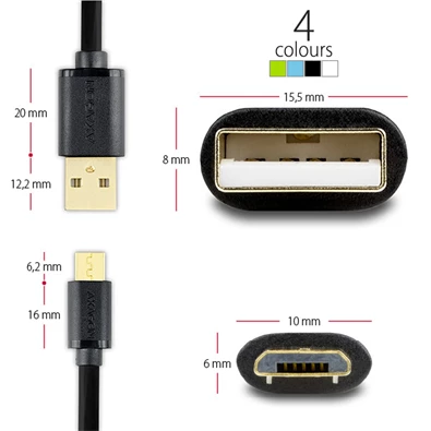 Axagon BUMM-AM15QW USB 2.0 A - micro USB 2.0 B 1,5 m fehér kábel