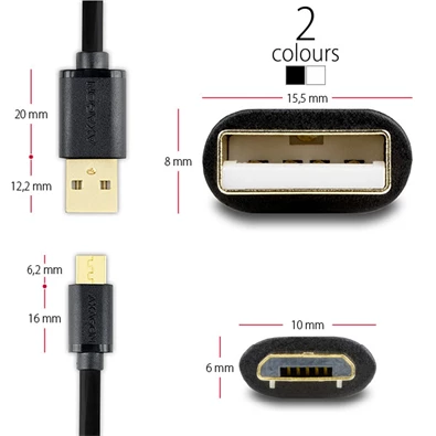 Axagon BUMM-AM30QB USB 2.0 A - micro USB 2.0 B 3 m fekete kábel