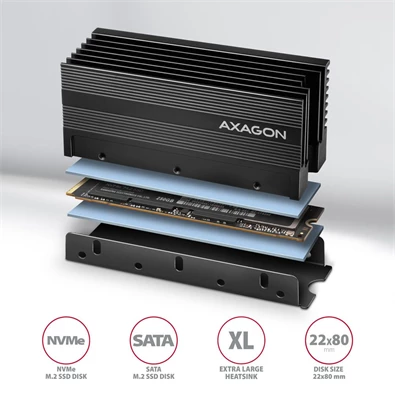 Axagon CLR-M2XL alumínium passzív hűtő M.2 SSD-hez