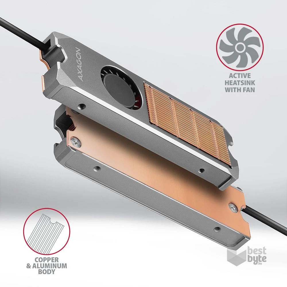 Axagon CLR-M2FAN hűtőborda M.2 SSD-hez