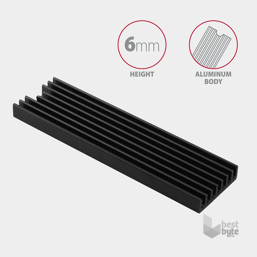 Axagon CLR-M2L6 alumínium passzív hűtő M.2 SSD-hez