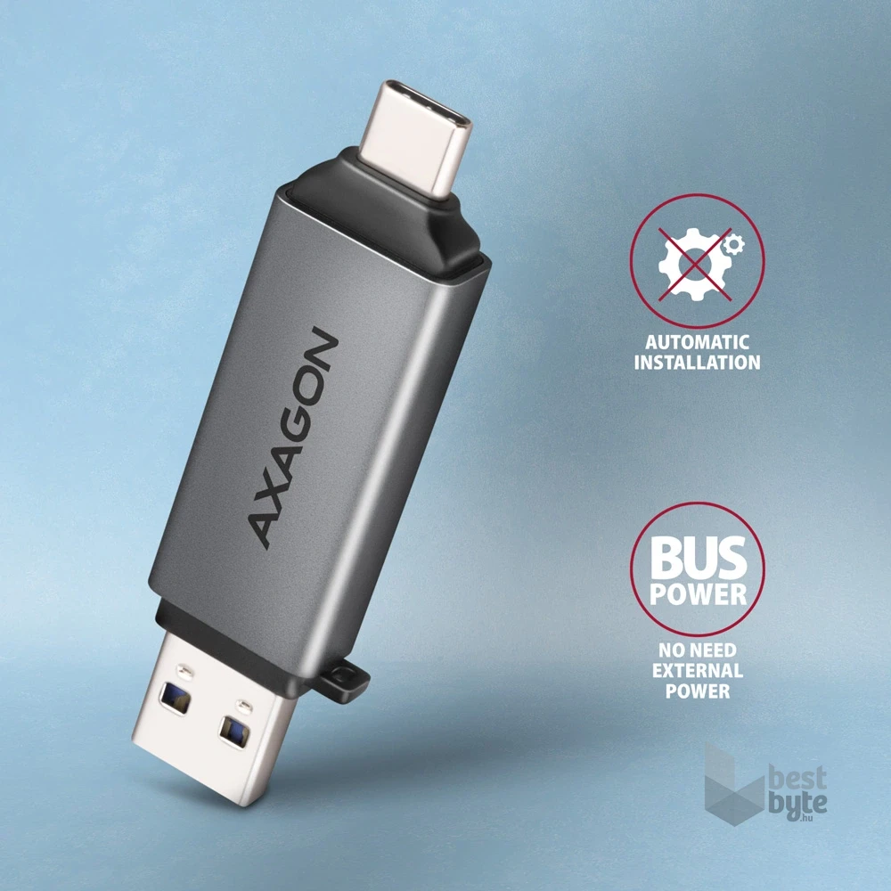 Axagon CRE-DAC Mobil USB 3.2 Gen 1 USB-C + USB-A SD/microSD mini kártyaolvasó