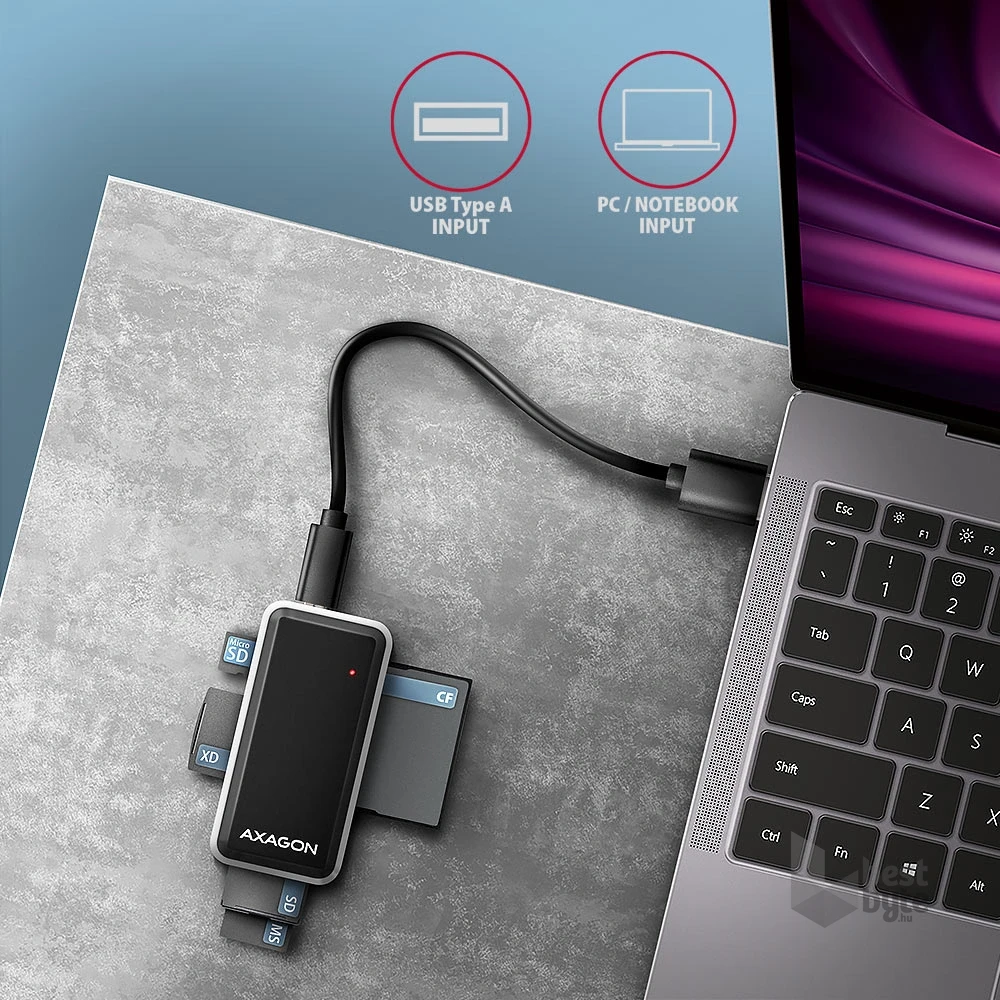 Axagon CRE-X1 USB 2.0 SD/microSD/MS/CF/XD kártyaolvasó