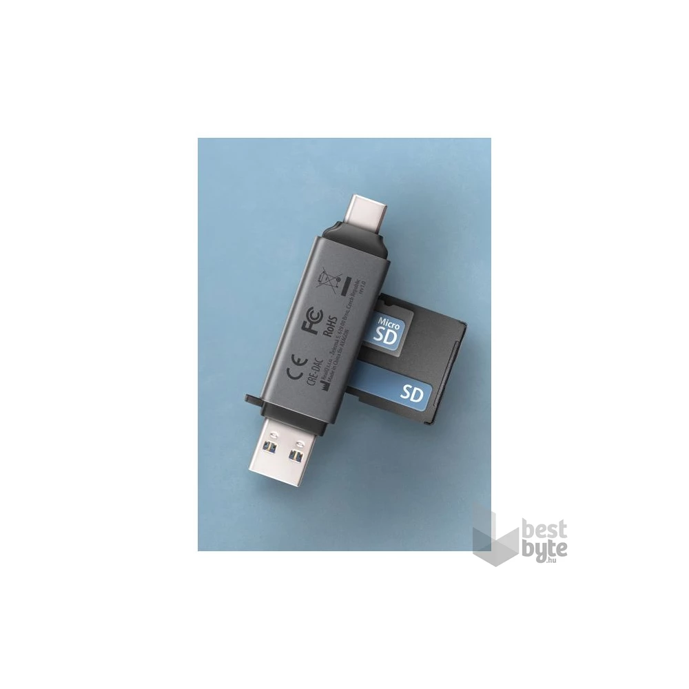 Axagon CRE-DAC Mobil USB 3.2 Gen 1 USB-C + USB-A SD/microSD mini kártyaolvasó