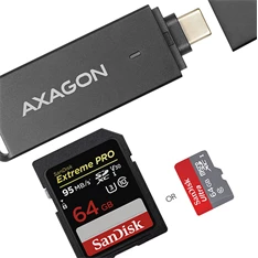 Axagon CRE-S2C USB 3.1 Type-C, slim SD/microSD kártyaolvasó