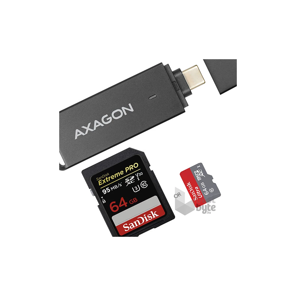 Axagon CRE-S2C USB 3.1 Type-C, slim SD/microSD kártyaolvasó