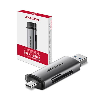 Axagon CRE-SAC USB 3.2 Type-A és Type-C SD/microSD kártyaolvasó