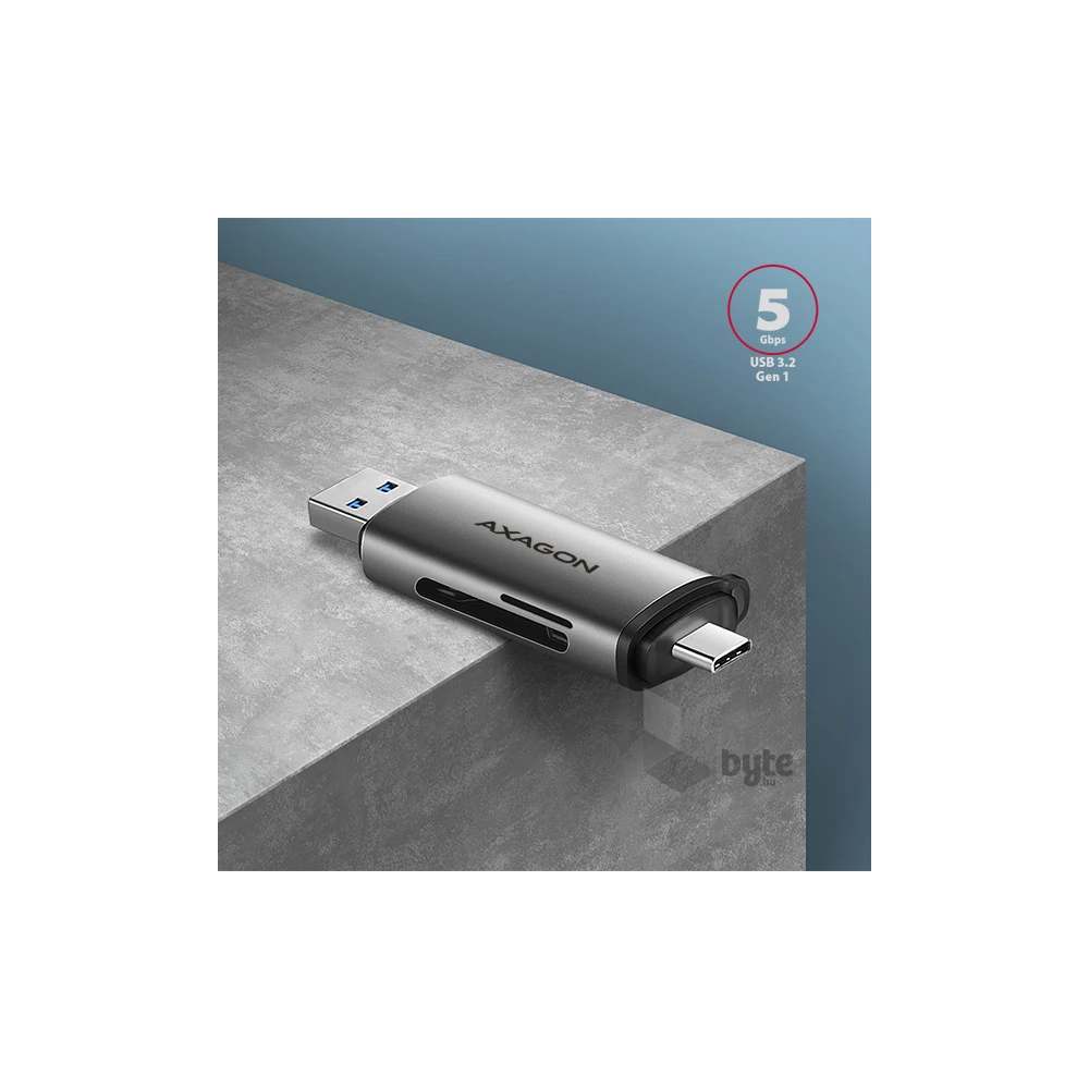 Axagon CRE-SAC USB 3.2 Type-A és Type-C SD/microSD kártyaolvasó