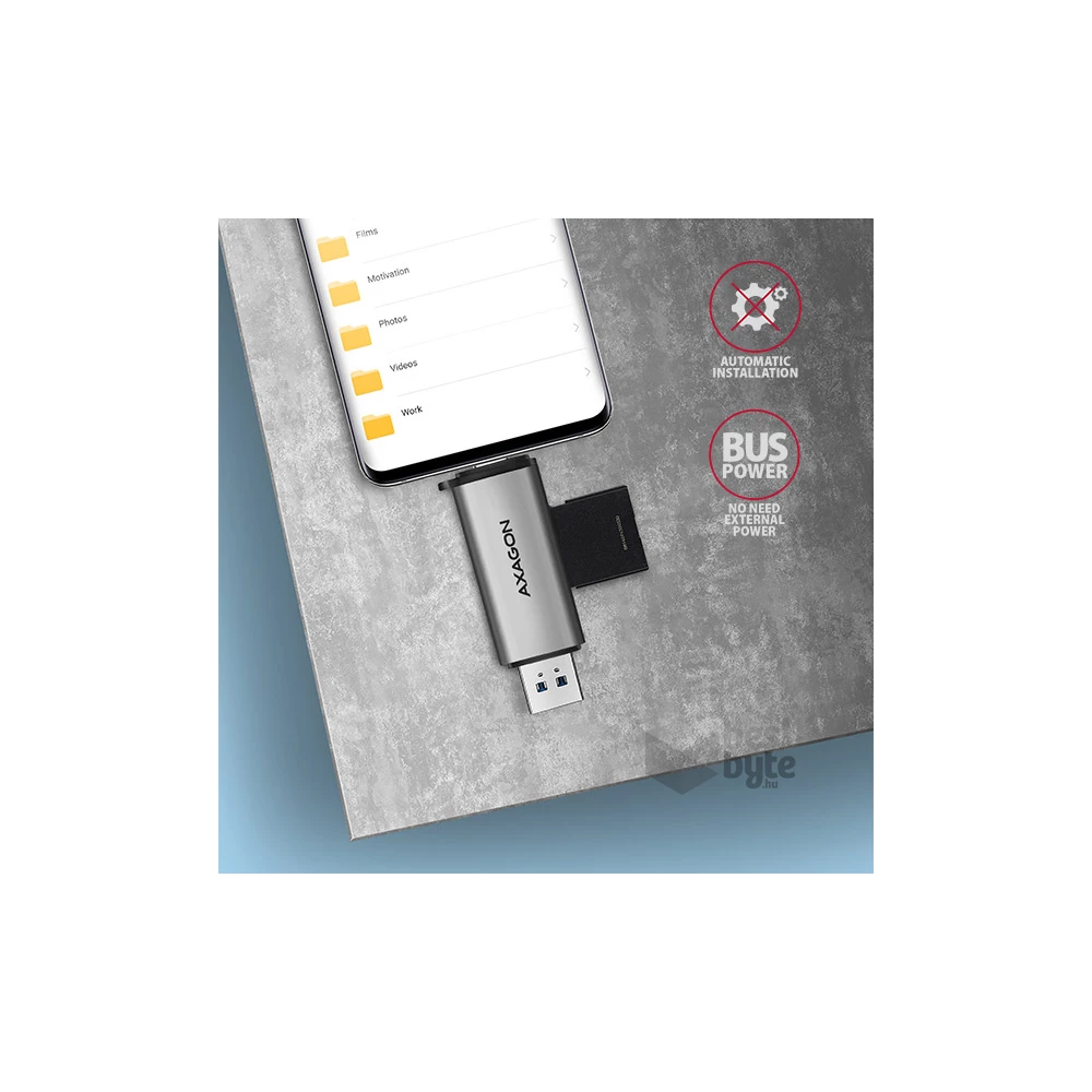 Axagon CRE-SAC USB 3.2 Type-A és Type-C SD/microSD kártyaolvasó