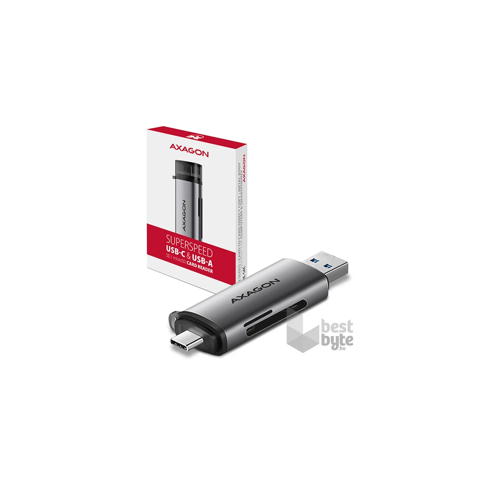 Axagon CRE-SAC USB 3.2 Type-A és Type-C SD/microSD kártyaolvasó