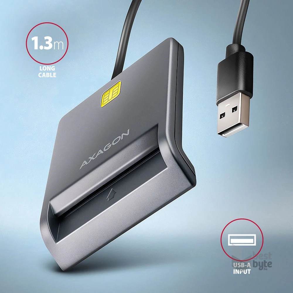Axagon CRE-SM3T Kompakt asztali USB-A okos kapcsolat Smart / ID kártya olvasó