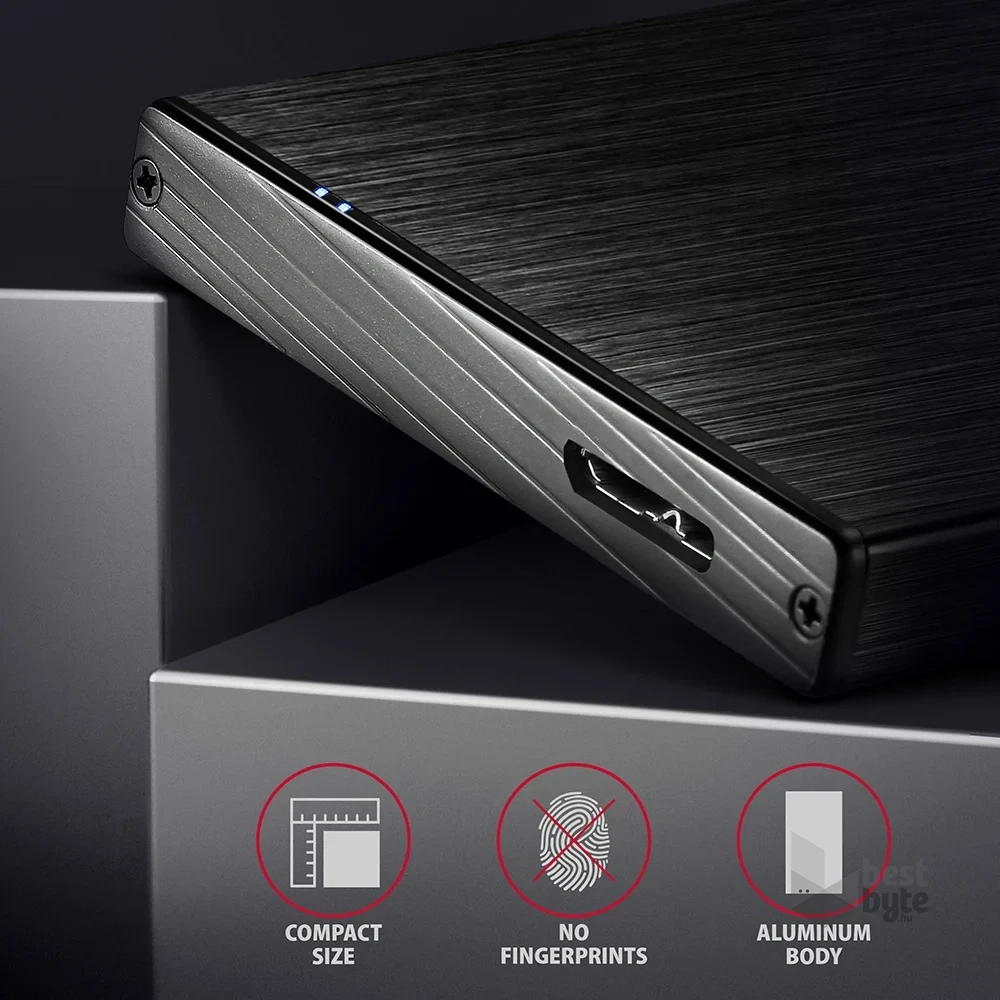 Axagon EE25-XA6 USB 3.0 fekete külső alumínium HDD/SSD ház