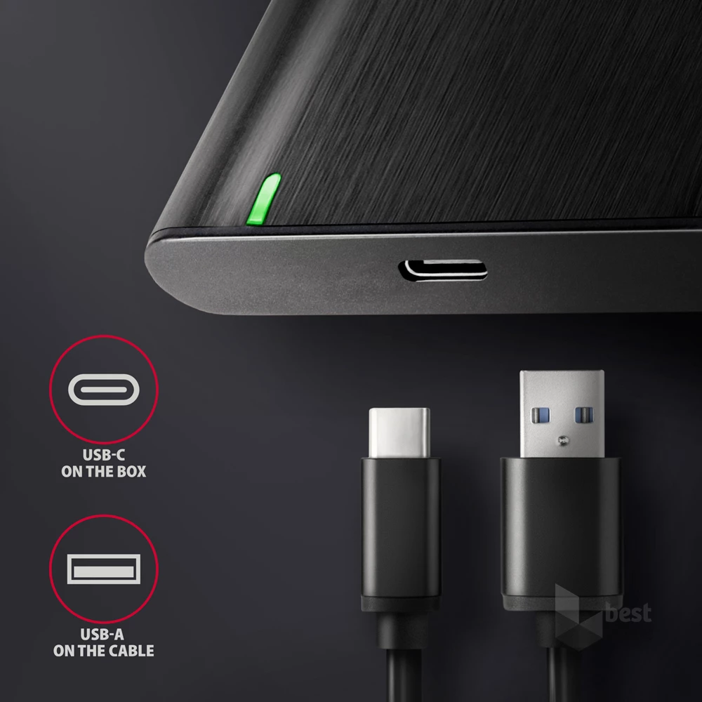Axagon EE25-A6C USB 3.2 fekete csavar nélküli külső alumínium 2,5" HDD/SSD ház