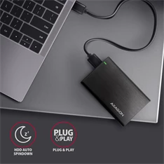 Axagon EE25-A6M USB 3.2 fekete csavar nélküli külső alumínium 2,5" HDD/SSD ház