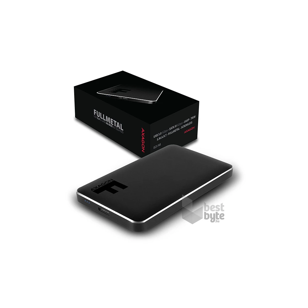Axagon EE25-F6B USB 3.0 fekete csavar nélküli külső alumínium 2,5" HDD/SSD ház