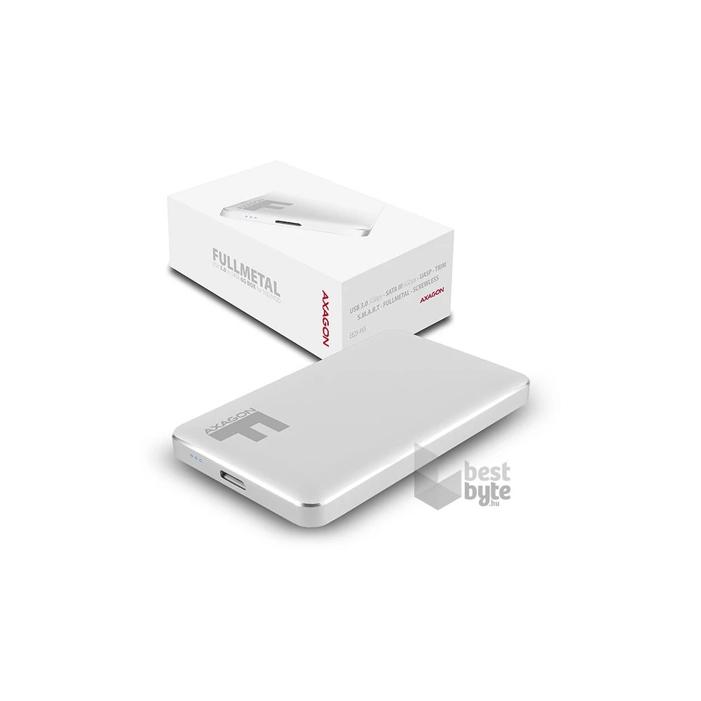 Axagon EE25-F6S USB 3.0 ezüst csavar nélküli külső alumínium 2,5" HDD/SSD ház