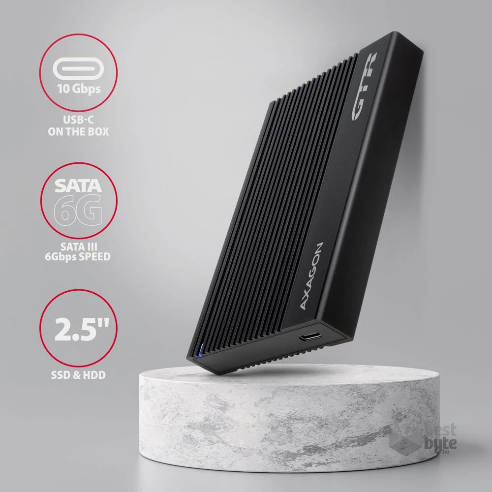 Axagon EE25-GTR USB-C 3.2 Gen 2 SATA 6G 2,5" fekete HDD/SSD ház