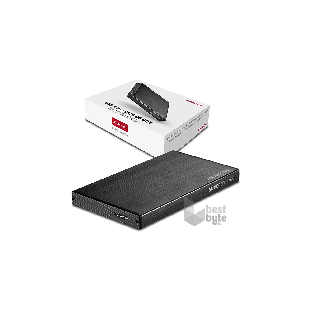Axagon EE25-XA6 USB 3.0 fekete külső alumínium HDD/SSD ház