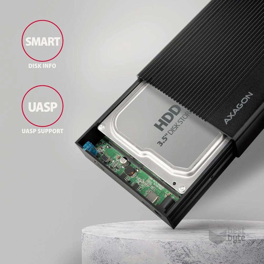 Axagon EE35-GTR USB-C 3.2 Gen 1 SATA 6G 3,5" fekete HDD/SSD ház