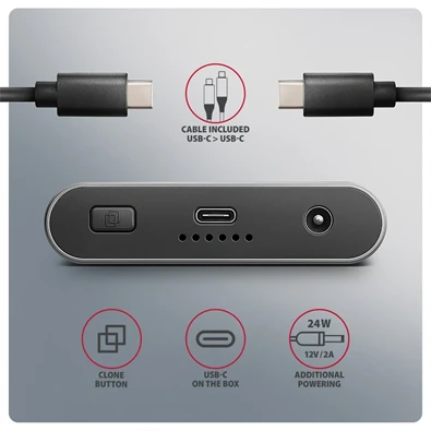 Axagon EEM2-20GD USB-C 20Gbps Dual M.2 NVMe SSD CLONE MASTER Enclosure külső USB-C 20Gbps fém SSD ház
