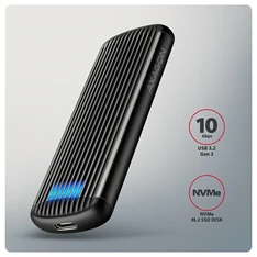 Axagon EEM2-SC USB-C 10Gbps - M.2 NVMe SSD RIBBED Box külső USB-C 10Gbps fém ház