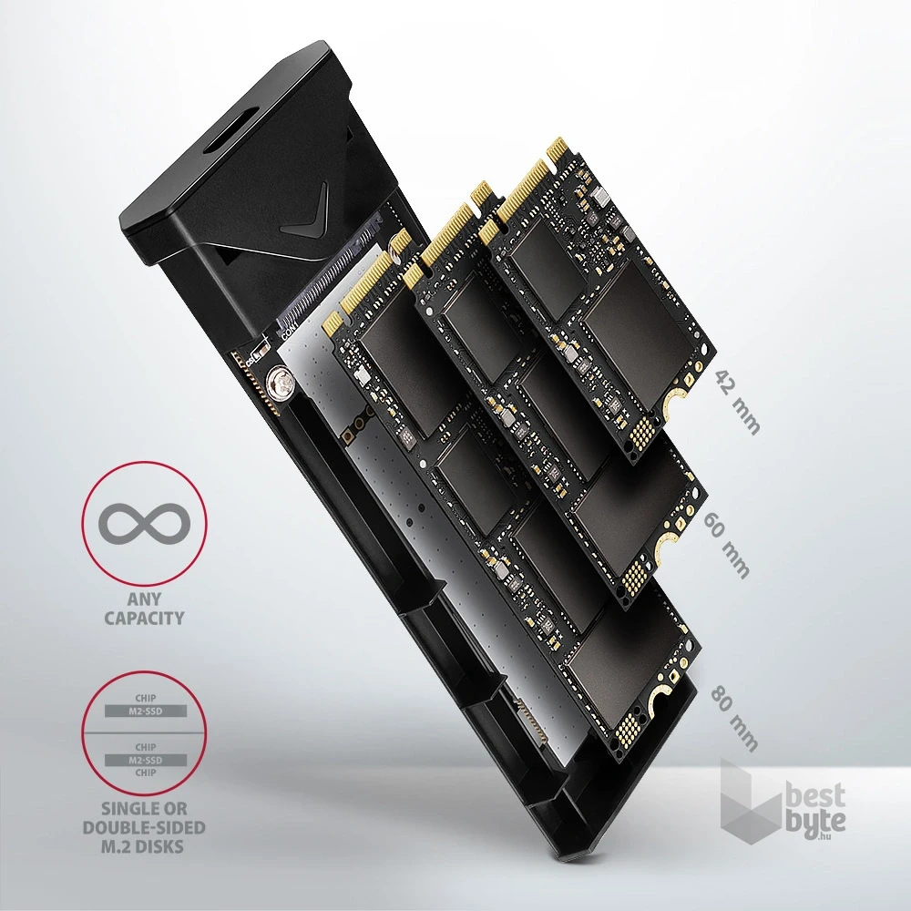 Axagon EEM2-UG2 USB-C 3.2 NVME M2 fekete ház