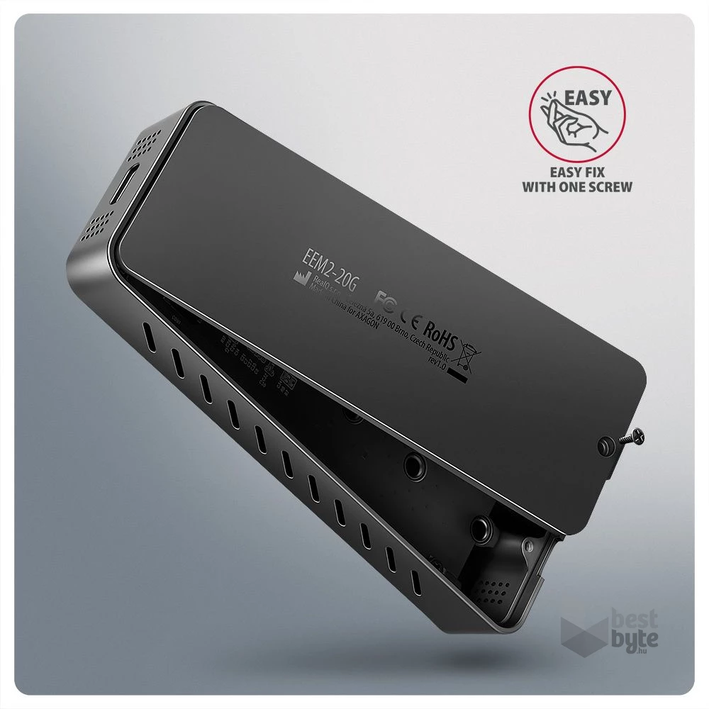 Axagon EEM2-20G USB-C 20Gbps - M.2 NVMe külső SSD ház