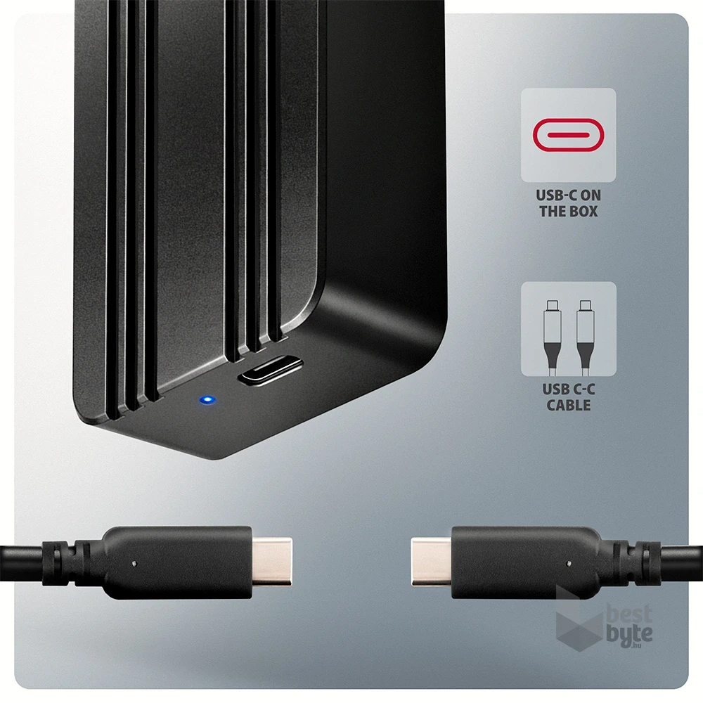 Axagon EEM2-40G M.2 NVMe SSD-hez USB-C 40Gbps külső ház